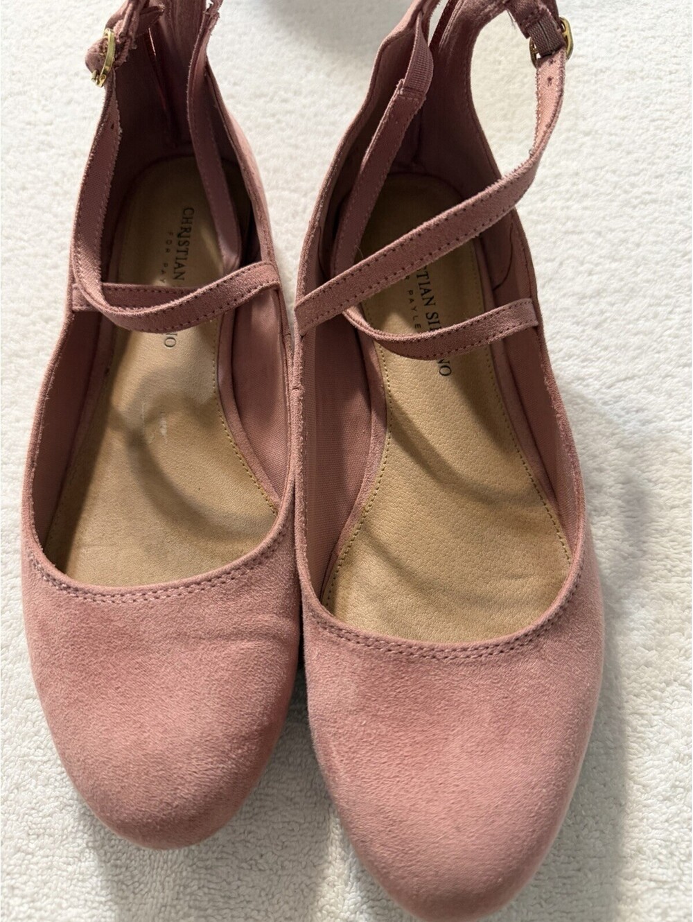 Christian Siriano Pink Faux Suede Flats Women’s Cross Strappy Zip Up Size 8